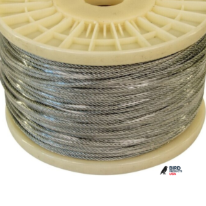 Close-up of Bird Wire 3/32 Stainless Steel 500ft stainless steel strands