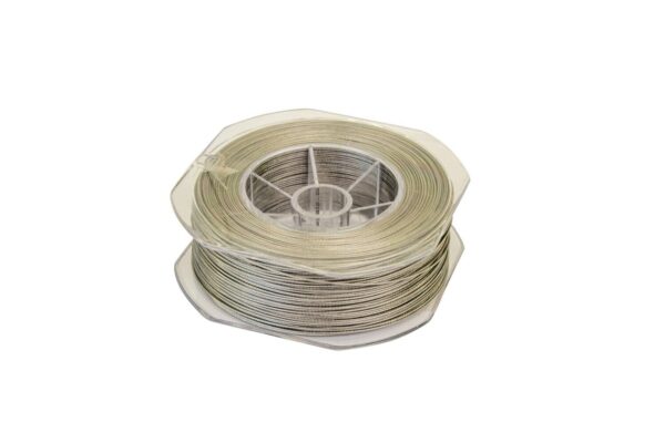 DePalma's 500-foot roll of 1 x 7 stainless steel bird wire with durable nylon coating, ideal for bird deterrent installations.