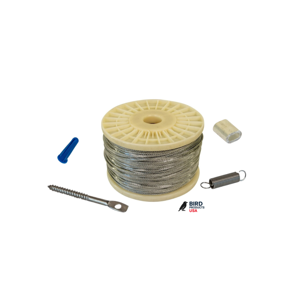 Bird Wire Kit Contractor Premium 500ft complete bird control products system with stainless wire, springs, ferrules, lag screws, and anchors