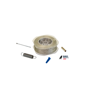 Bird Wire Kit Contractor Premium 500ft bird wire hardware set with springs, ferrules, stainless lag screws, and plastic anchors