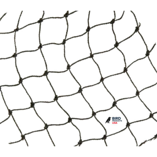 Close-up view of Nylon Bird Netting 2in 25ft black stealth mesh