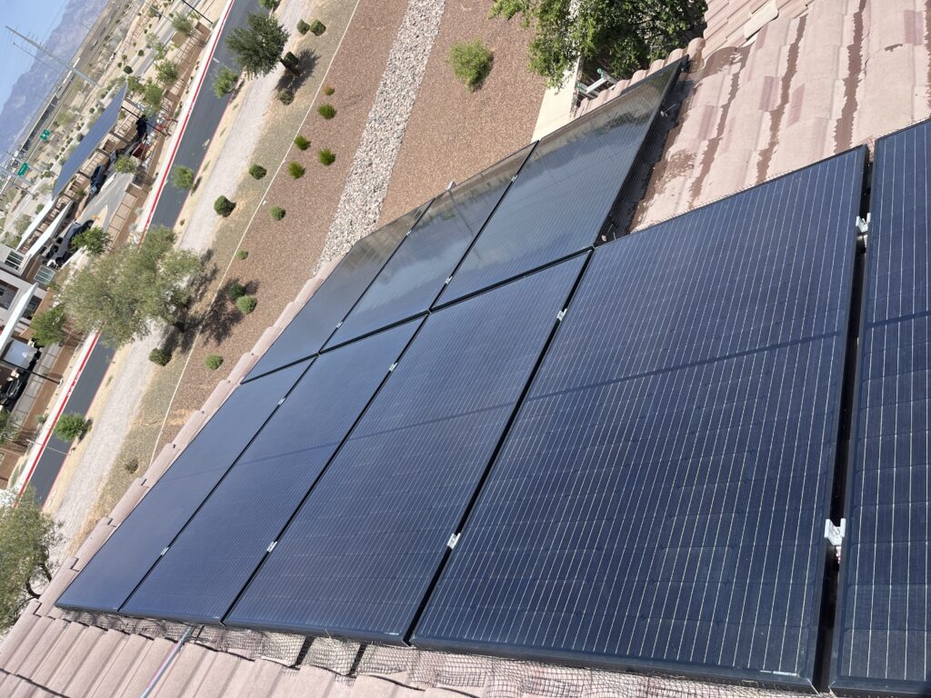 Bird proofing installation, before and after solar panel mesh install in Arizona